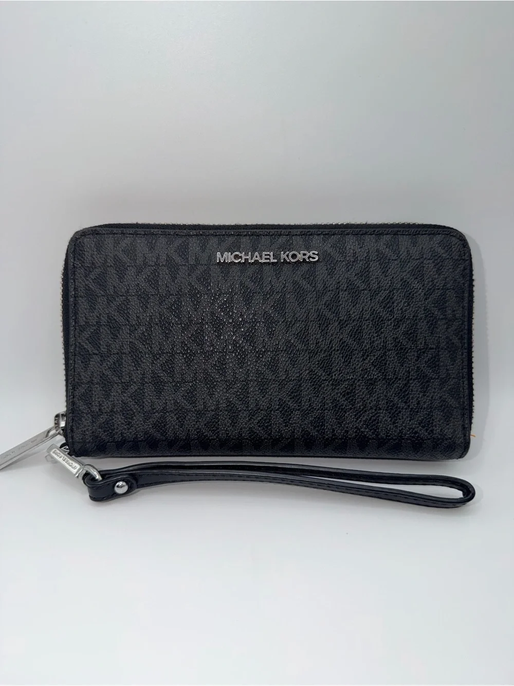 Michael Kors Black Logo Zip-Around Wristlet Wallet